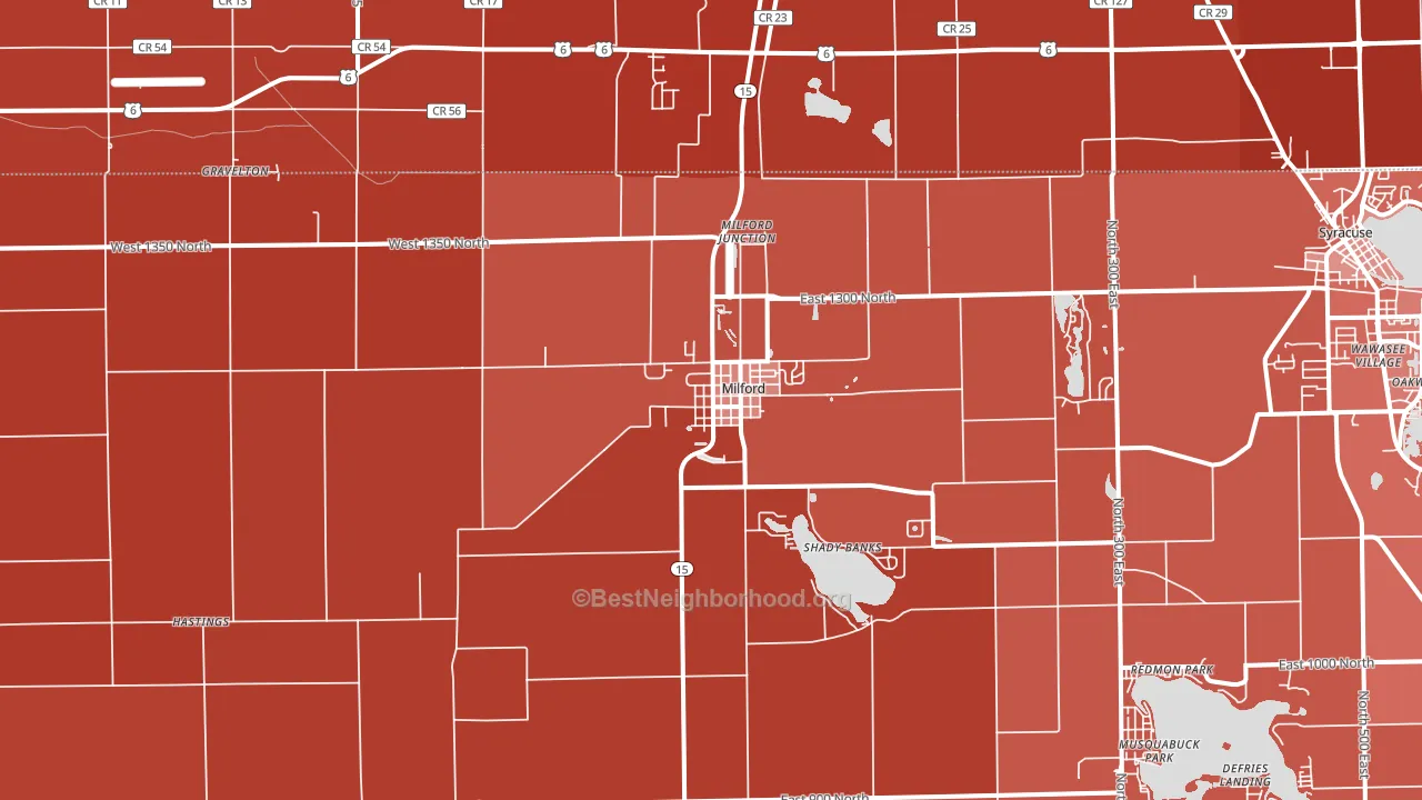 Milford, IN block-group political-lean map