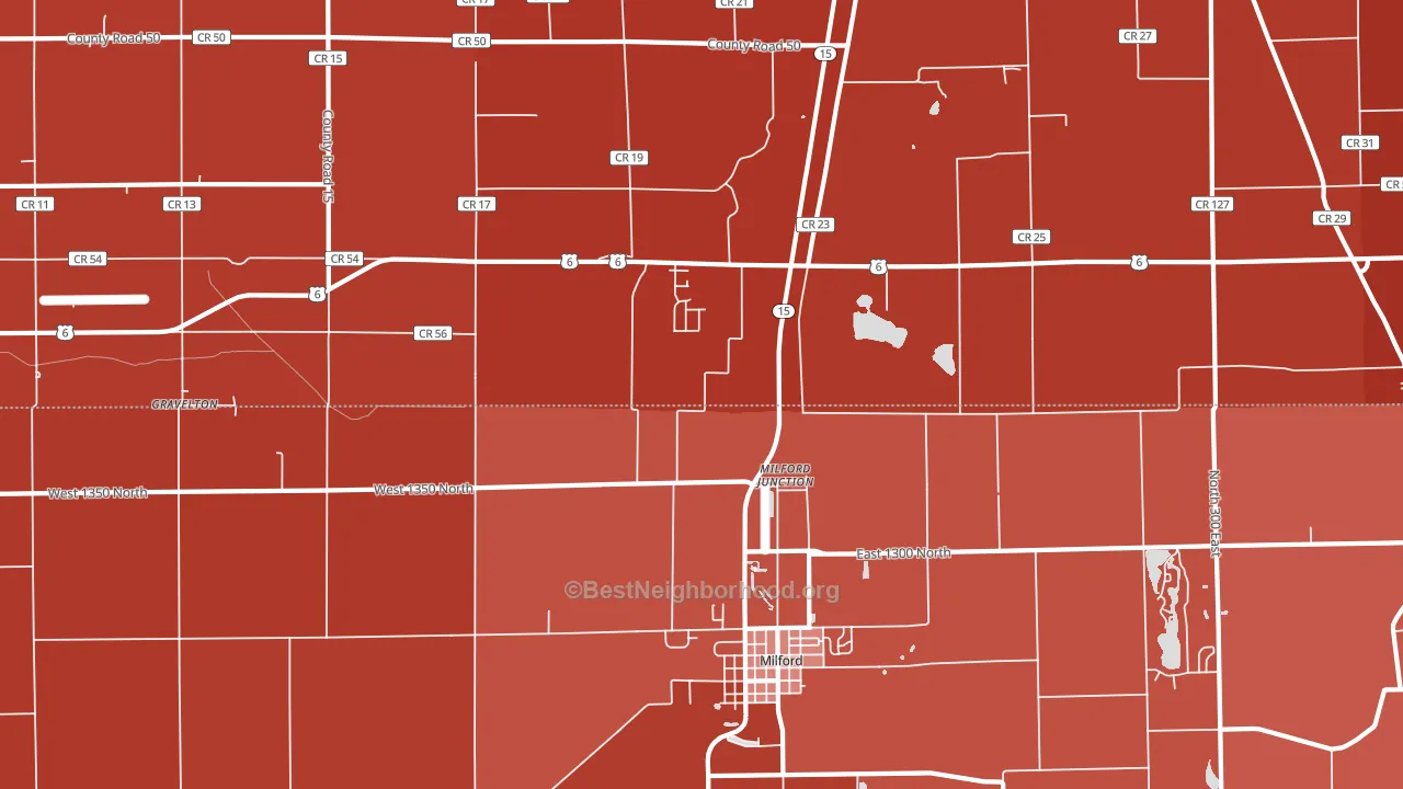 Milford Junction, IN block-group political-lean map