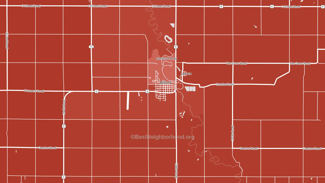 Milford, NE block-group political-lean map