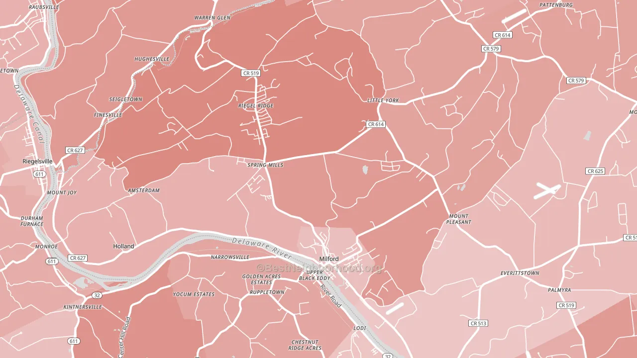 Milford, NJ block-group political-lean map