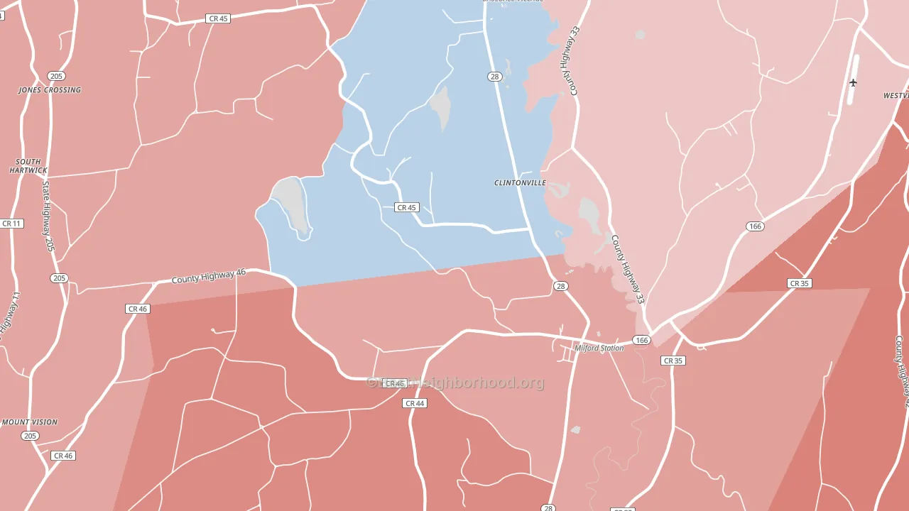 Milford, NY block-group political-lean map