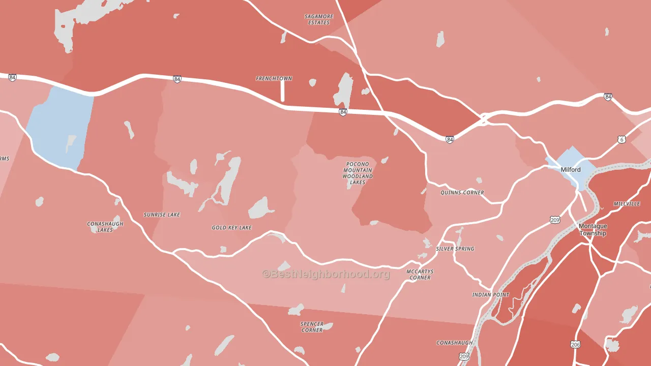 Milford, PA block-group political-lean map