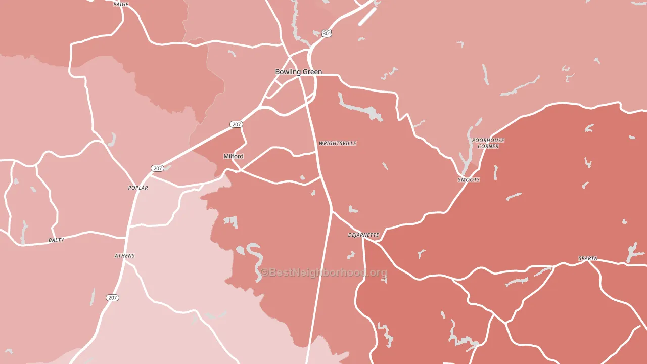 Milford, VA block-group political-lean map