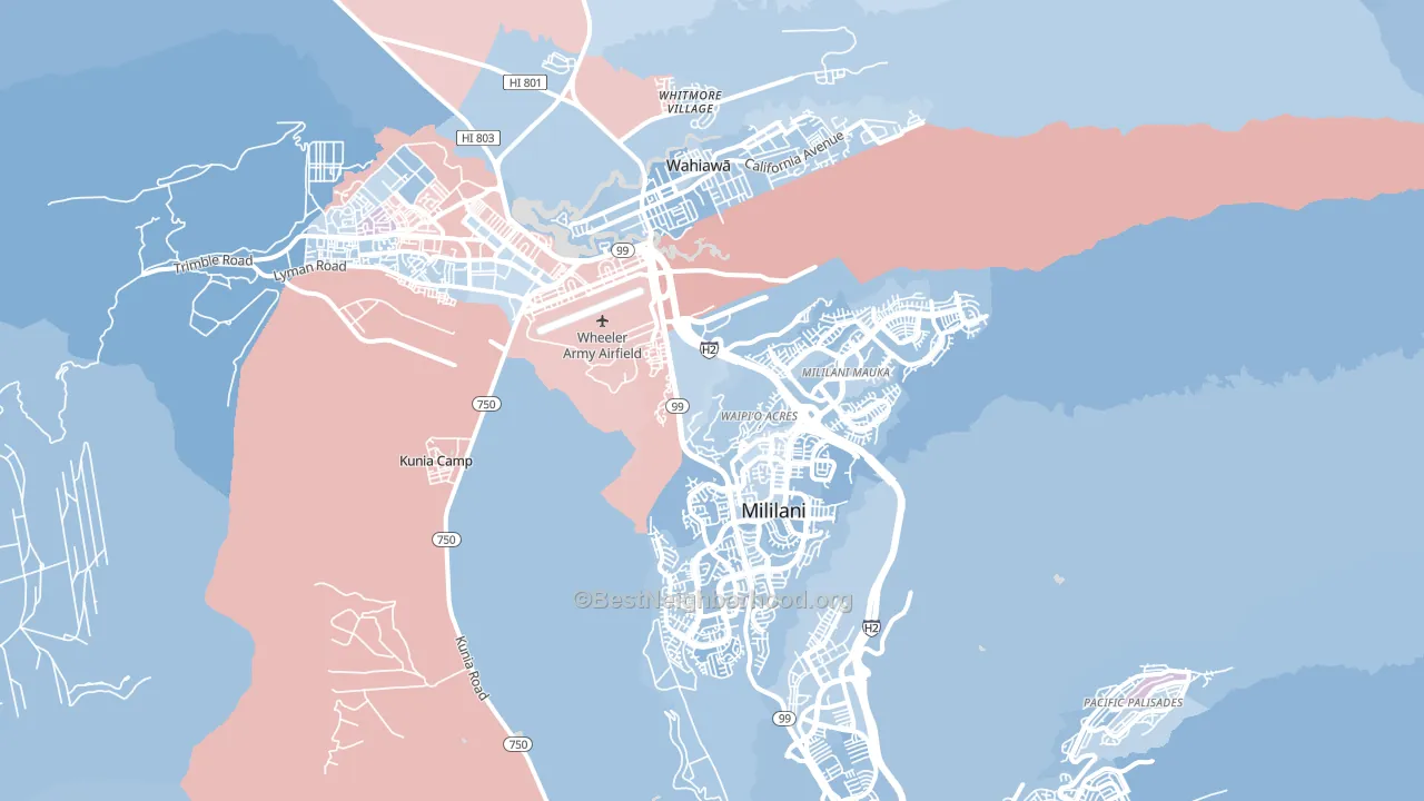 Mililani, HI block-group political-lean map
