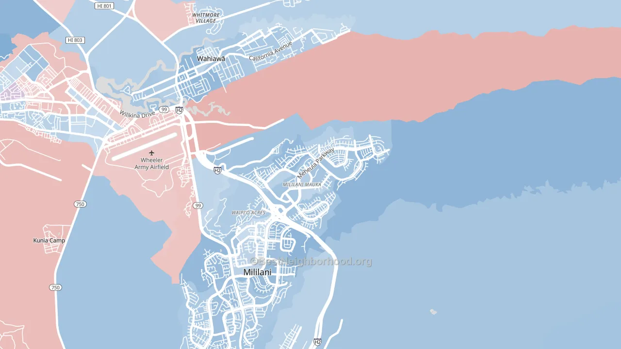 Mililani Mauka-Launani Valley, Mililani, HI block-group political-lean map