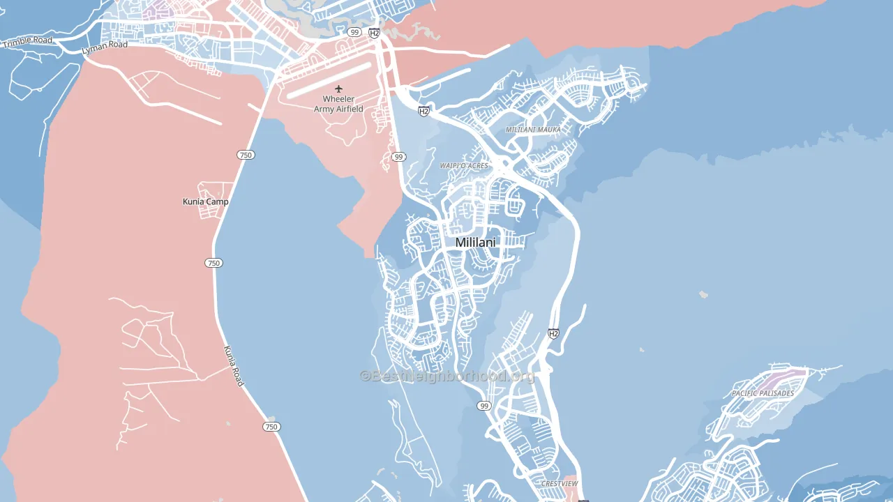 Mililani Waipio Melemanu, Mililani, HI block-group political-lean map