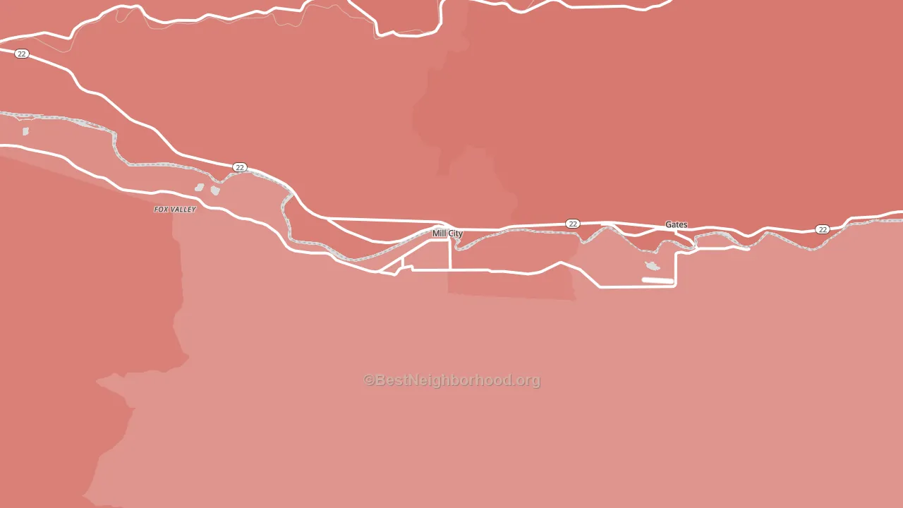 Mill City, OR block-group political-lean map