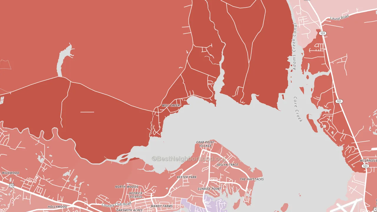 Mill Creek, NC block-group political-lean map