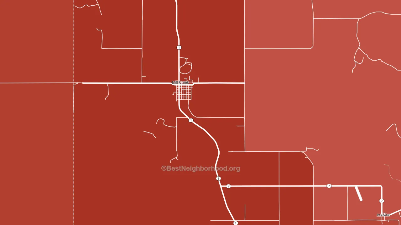 Mill Creek, OK block-group political-lean map