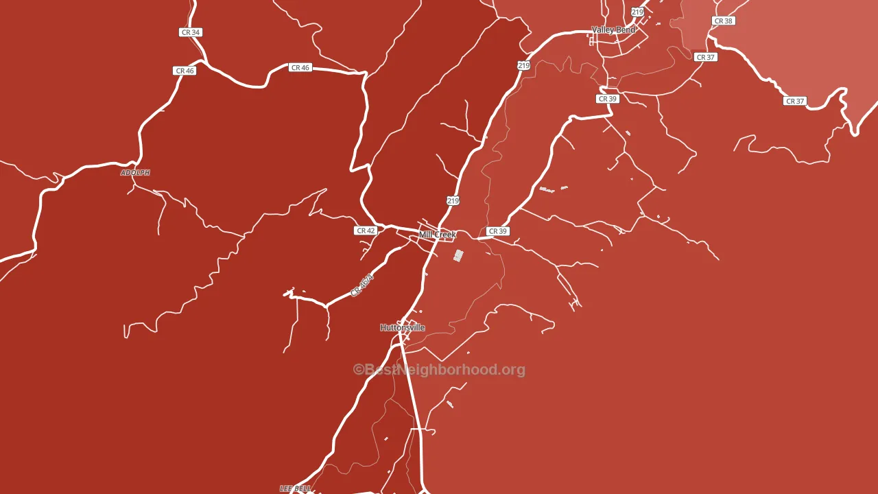 Mill Creek, WV block-group political-lean map