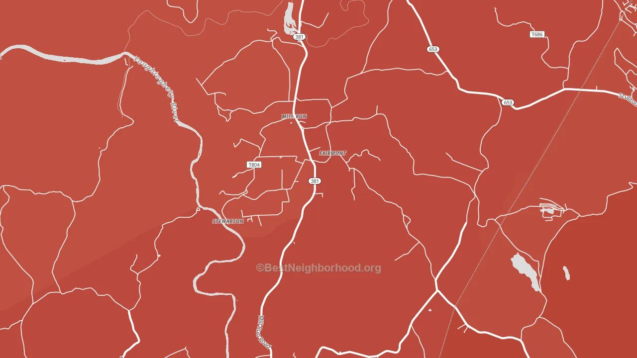 Mill Run, PA block-group political-lean map