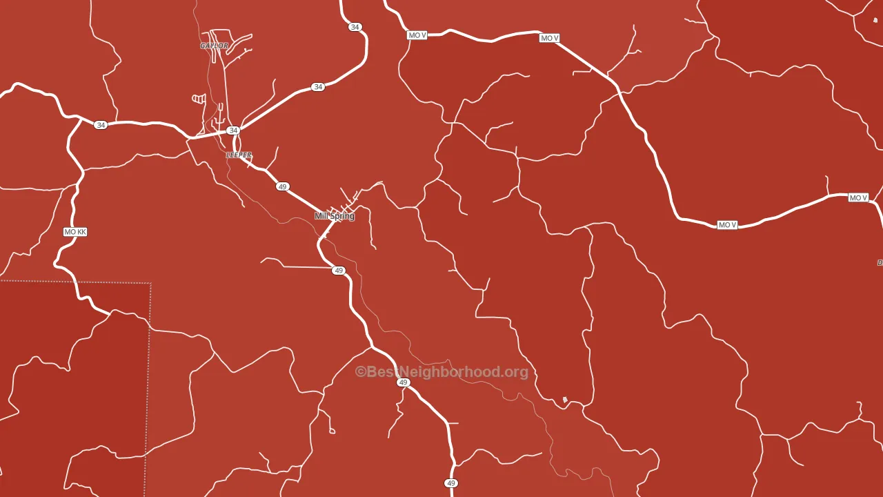Mill Spring, MO block-group political-lean map