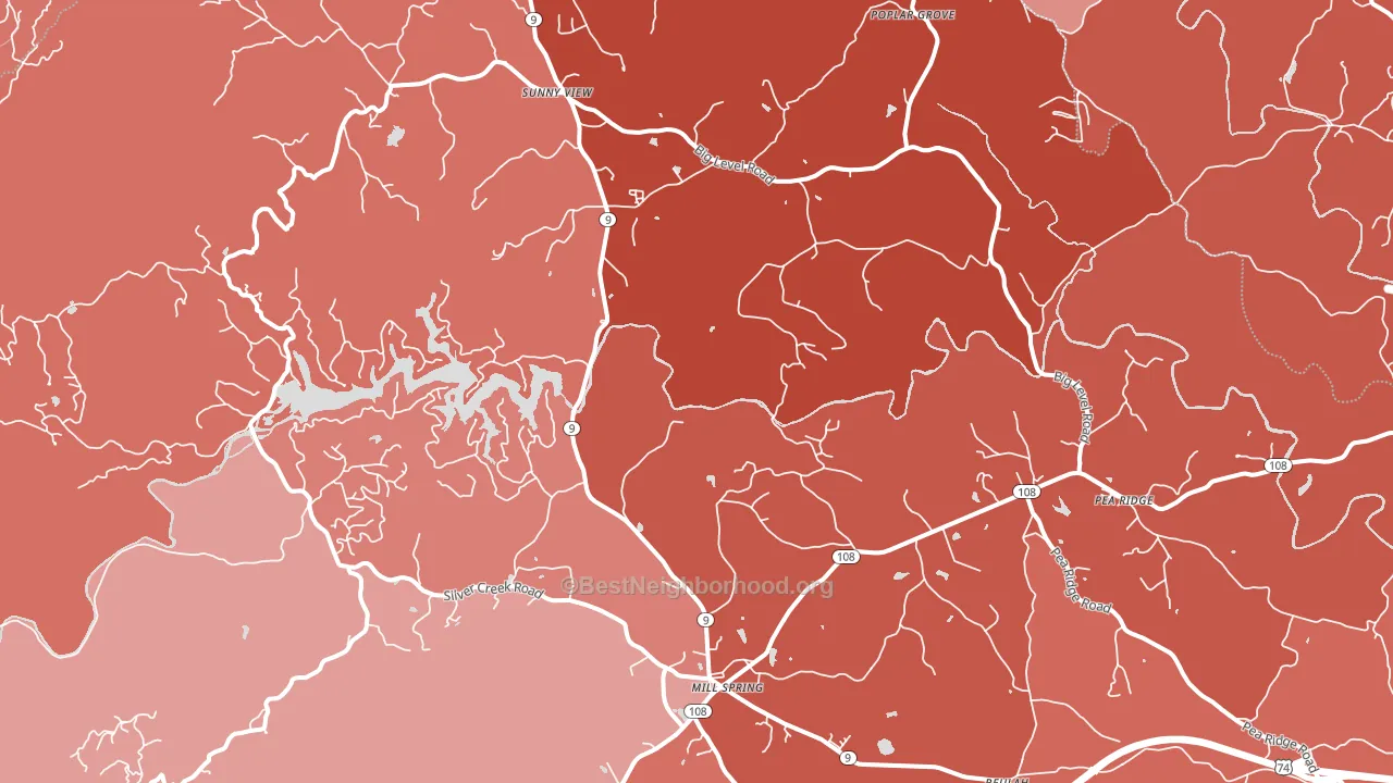 Mill Spring, NC block-group political-lean map