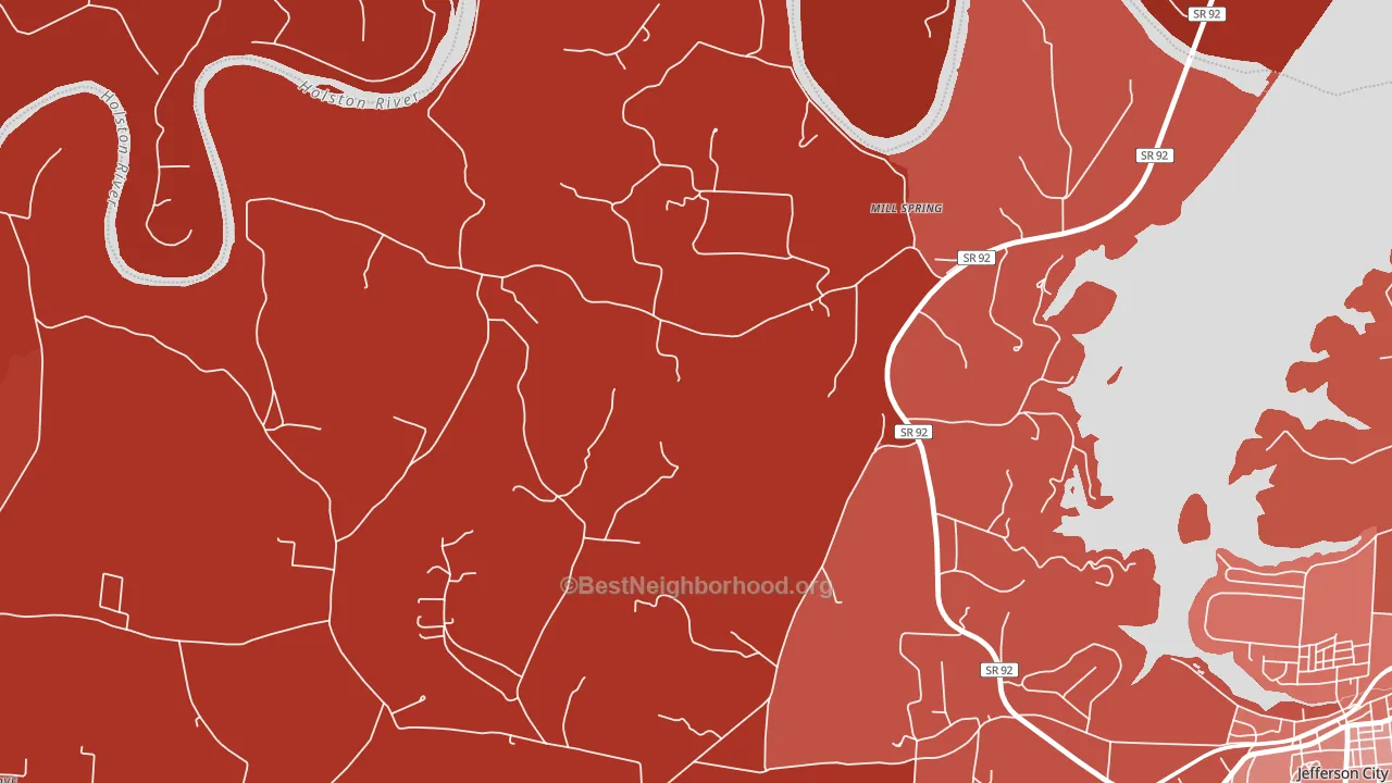 Mill Spring, TN block-group political-lean map