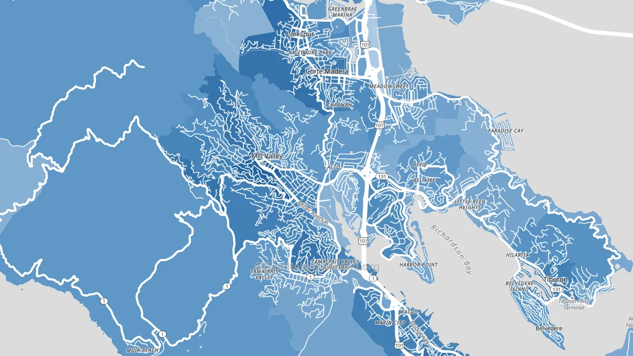 Mill Valley, CA block-group political-lean map