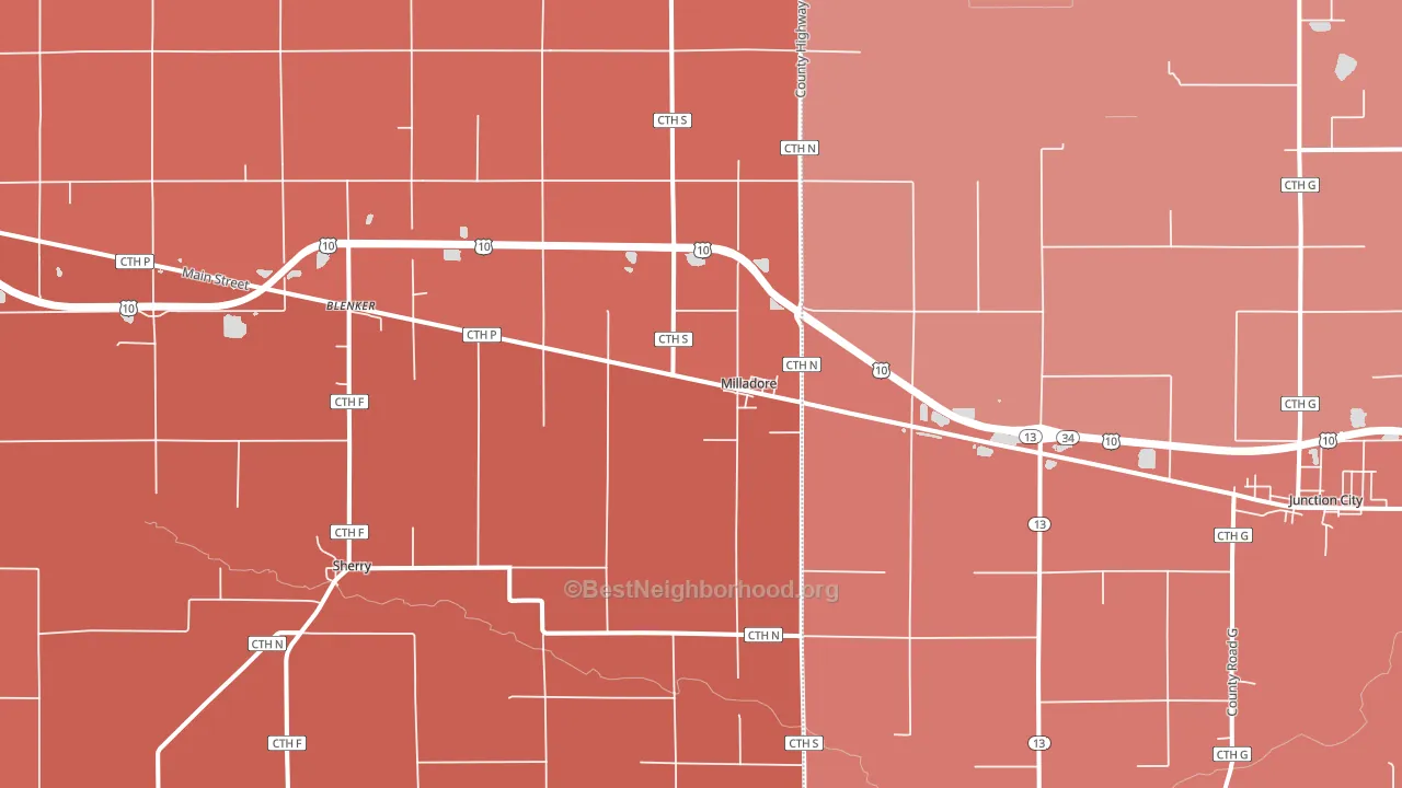 Milladore, WI block-group political-lean map
