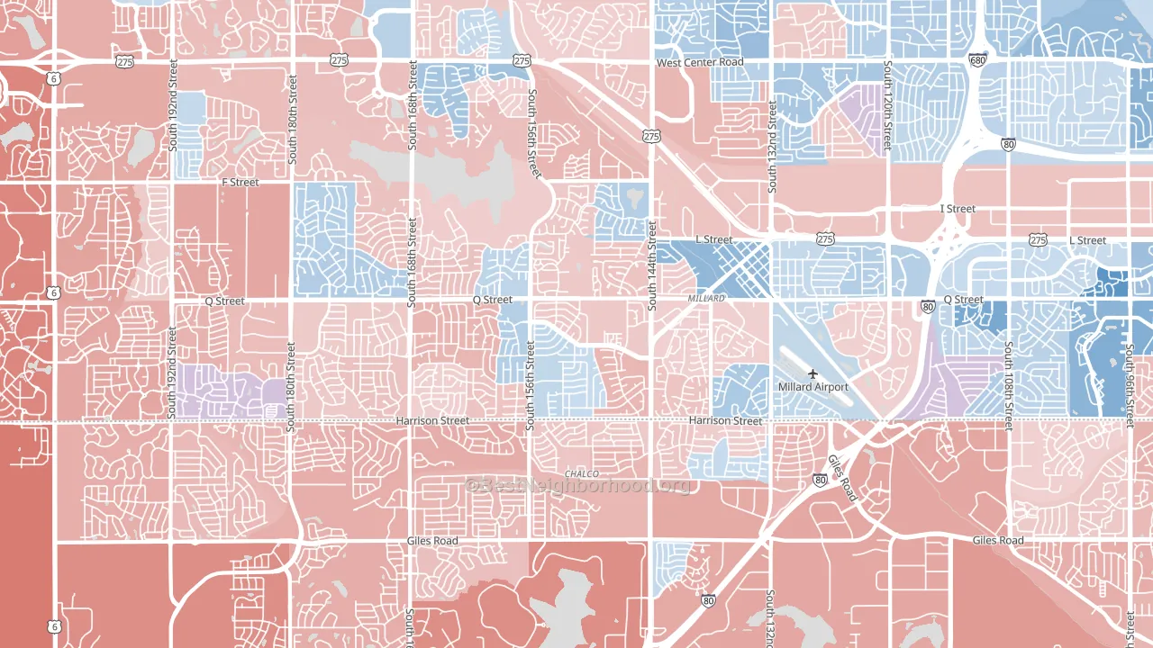 Millard, Omaha, NE block-group political-lean map