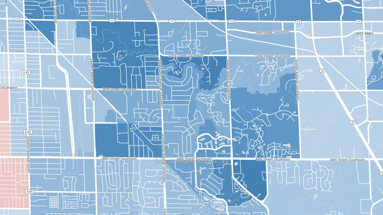 Millbrook, Grand Rapids, MI block-group political-lean map