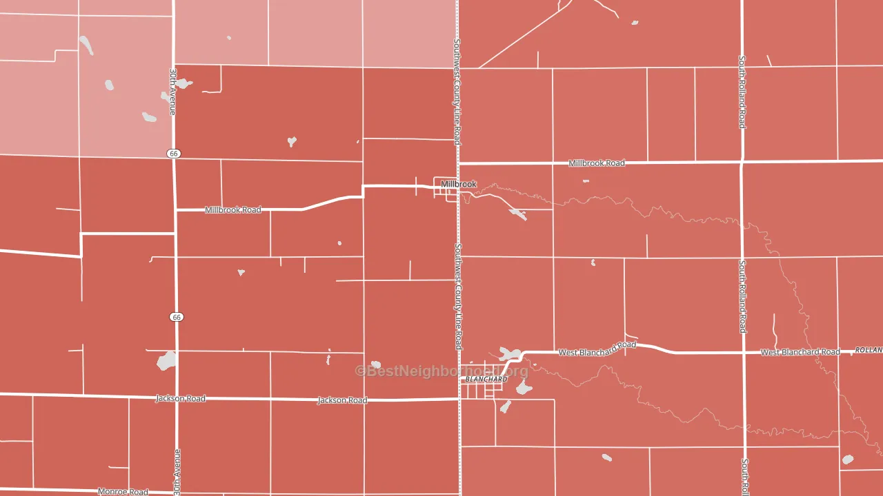 Millbrook, MI block-group political-lean map