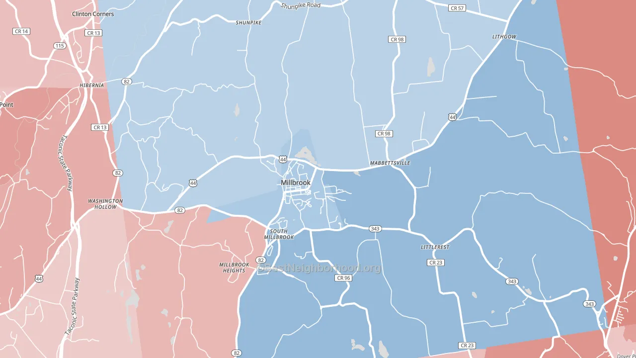 Millbrook, NY block-group political-lean map