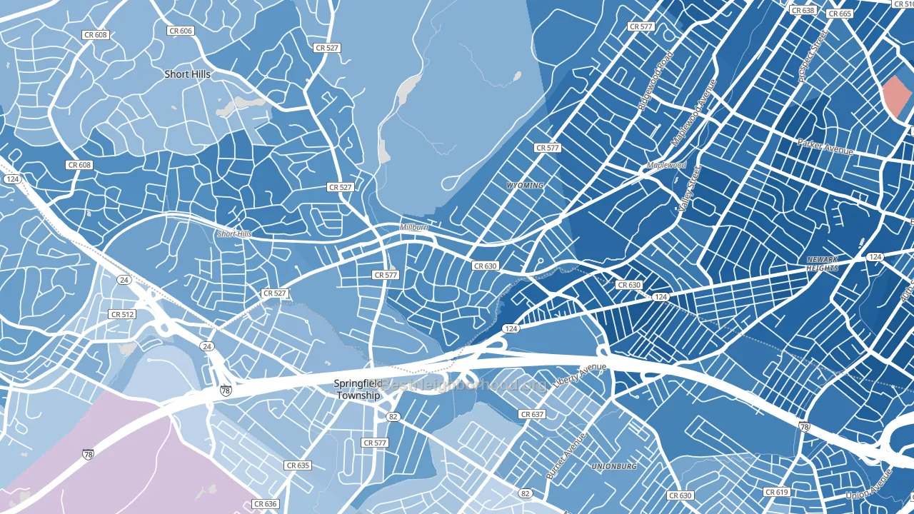 Millburn, NJ block-group political-lean map