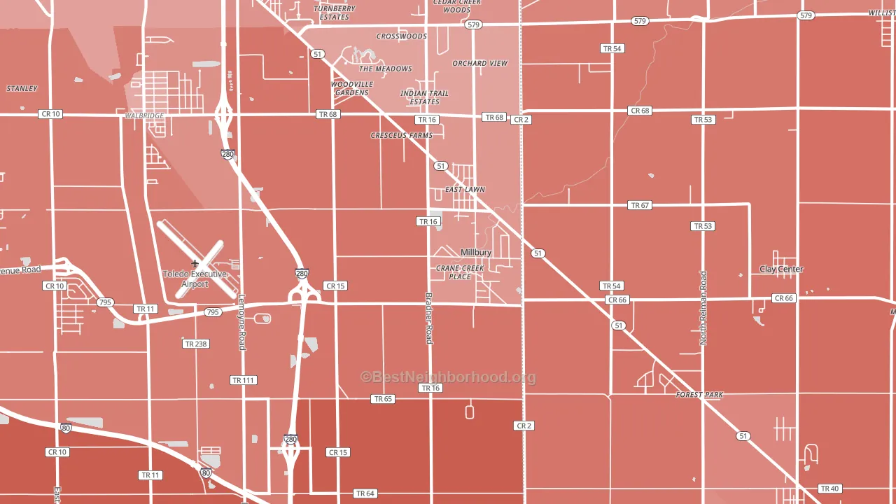 Millbury, OH block-group political-lean map