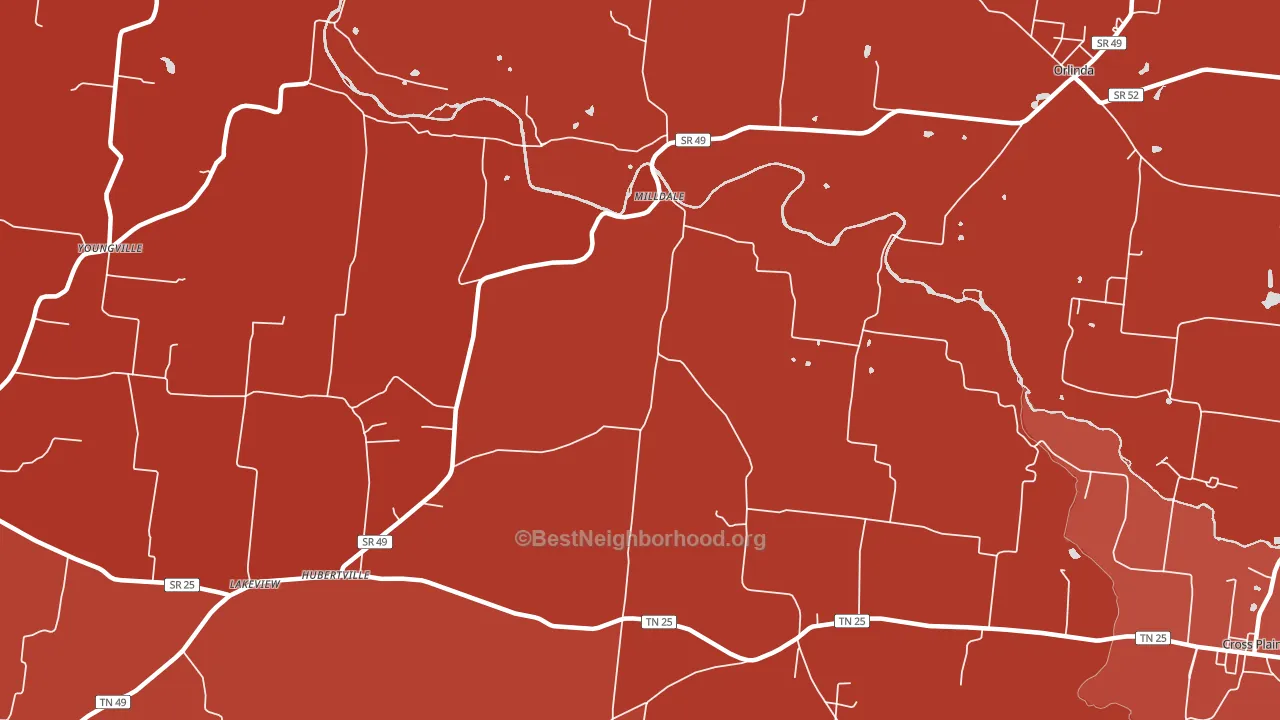 Milldale, TN block-group political-lean map