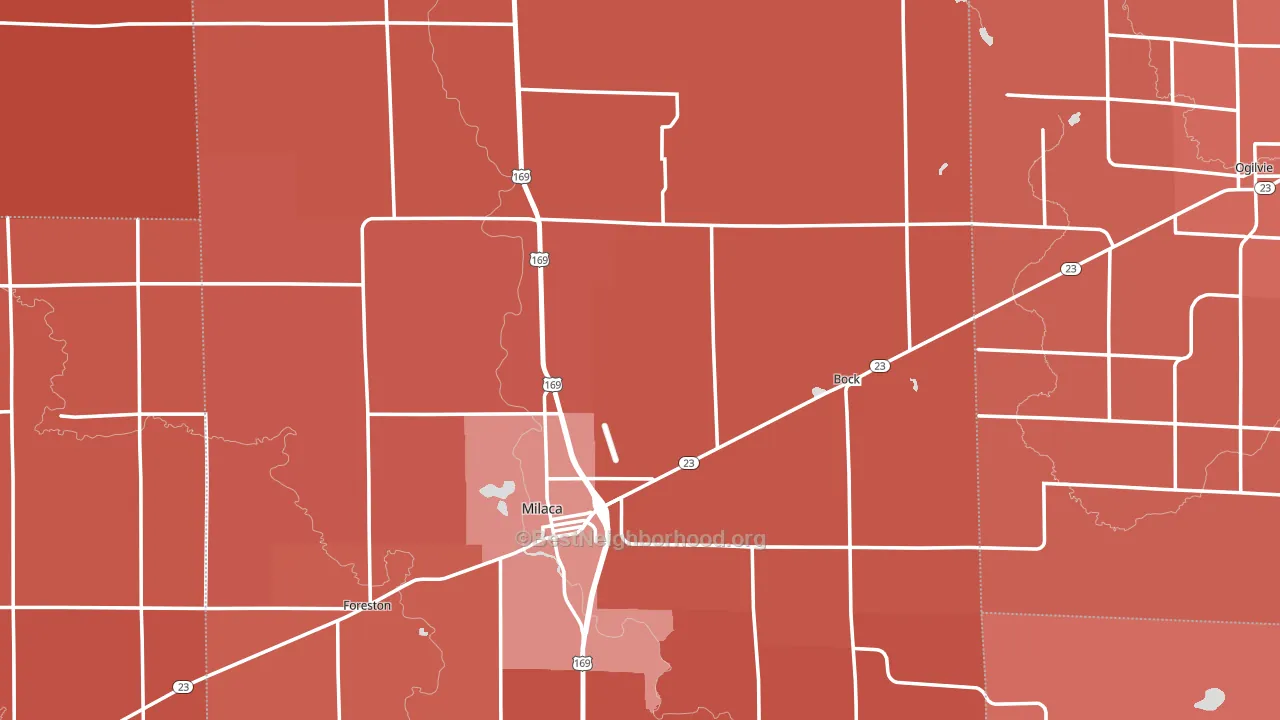 Mille Lacs County, MN block-group political-lean map