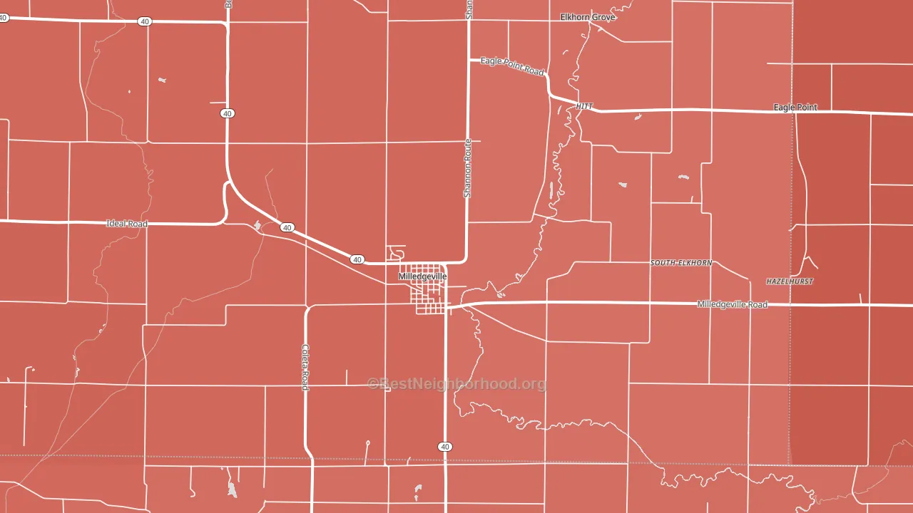 Milledgeville, IL block-group political-lean map