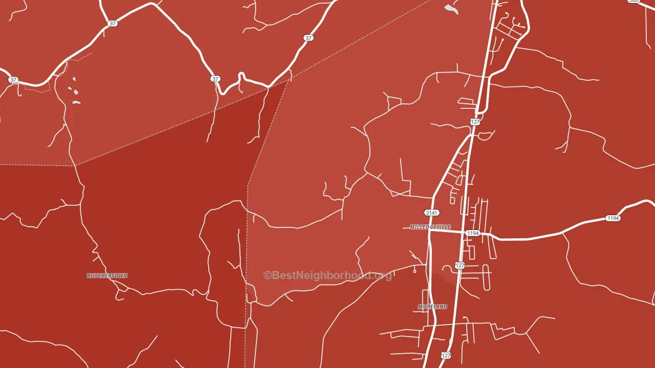 Milledgeville, KY block-group political-lean map