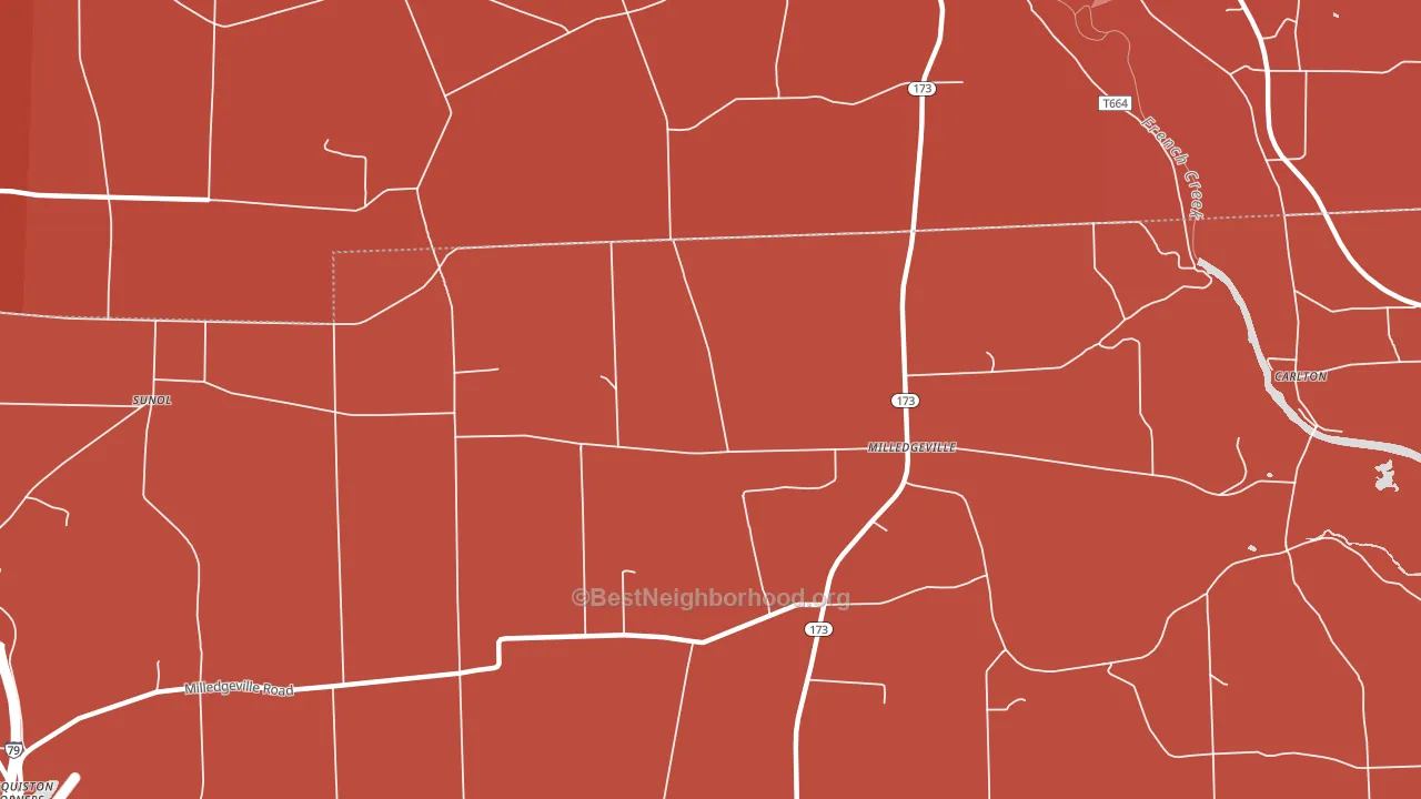 Milledgeville, PA block-group political-lean map