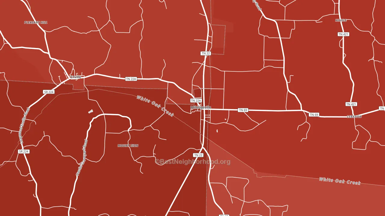 Milledgeville, TN block-group political-lean map
