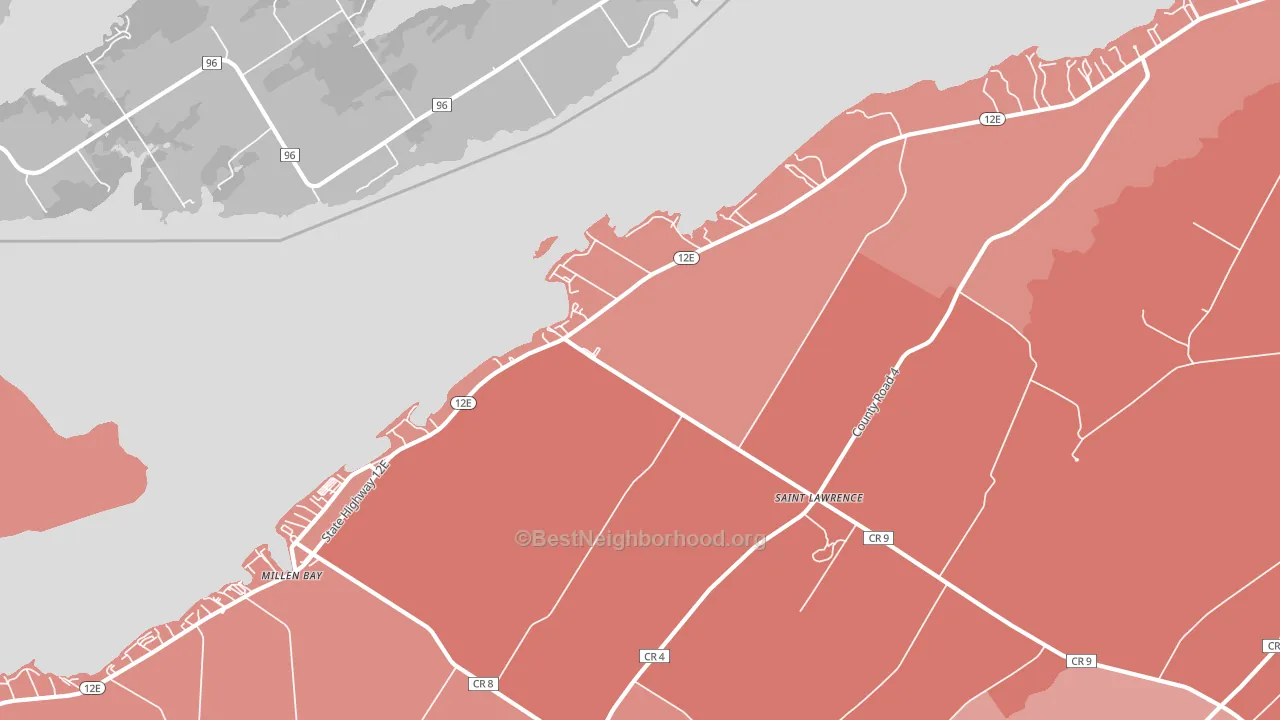 Millen Bay, NY block-group political-lean map