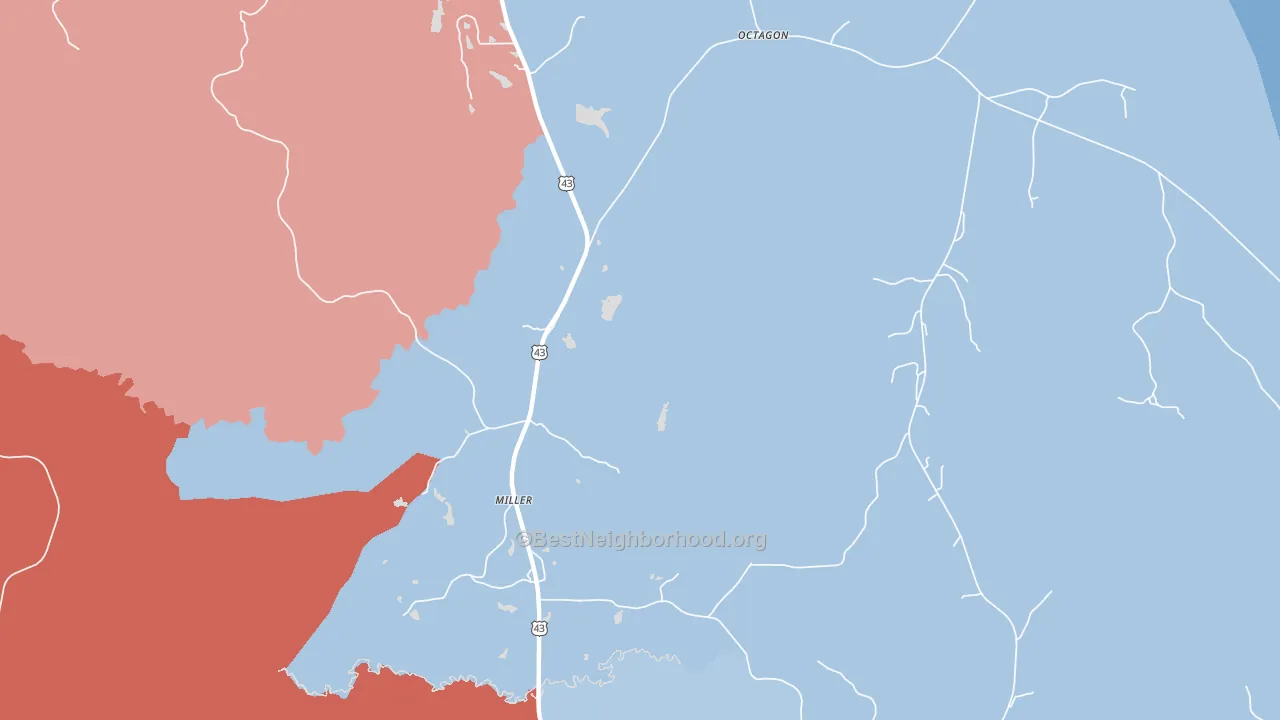 Miller, AL block-group political-lean map