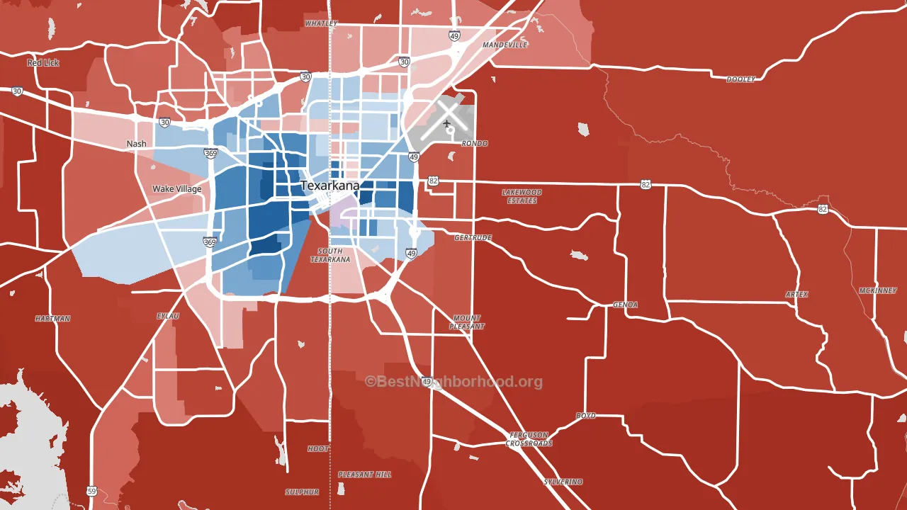 Miller County, AR block-group political-lean map