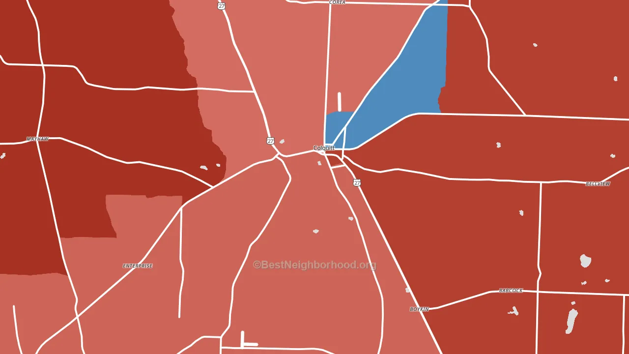 Miller County, GA block-group political-lean map
