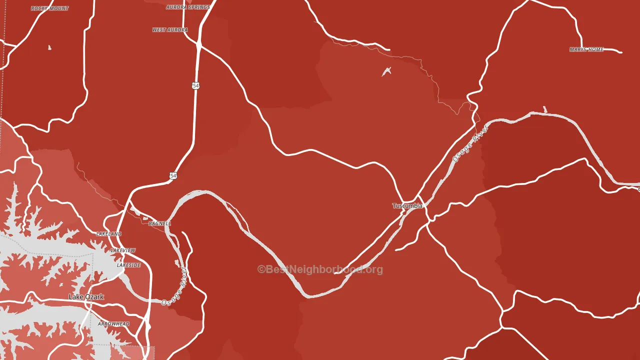 Miller County, MO block-group political-lean map