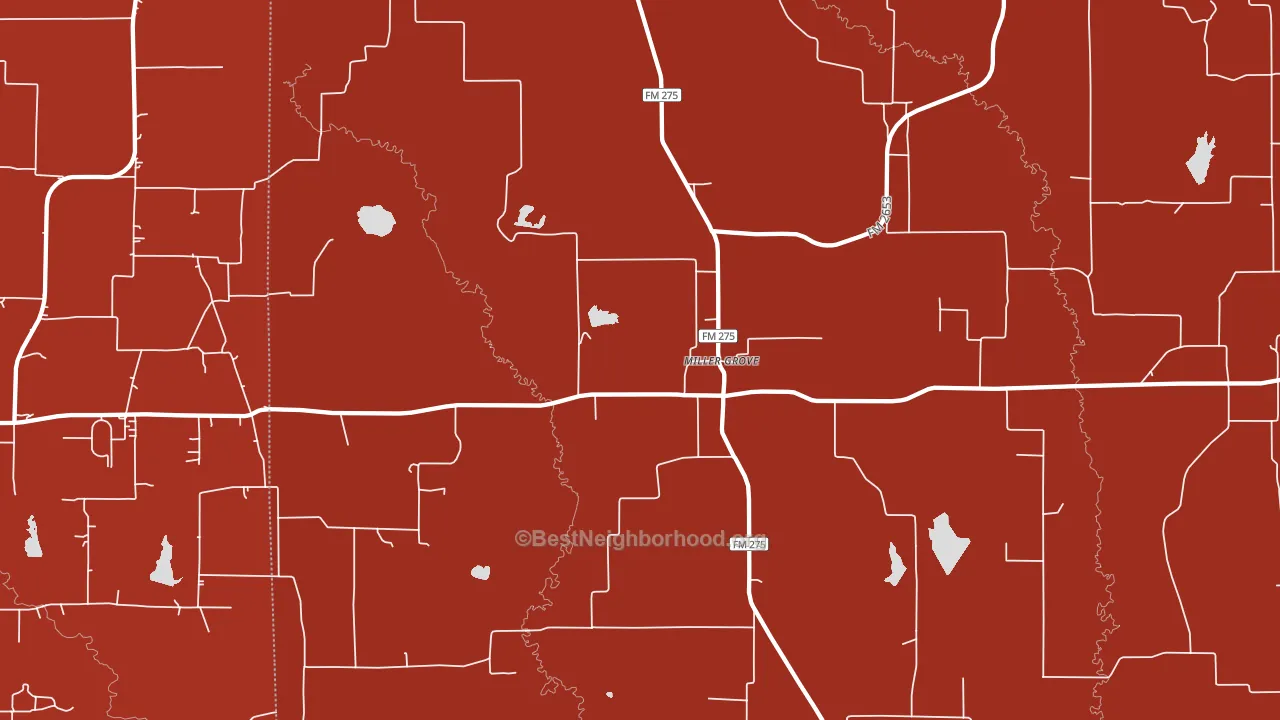 Miller Grove, TX block-group political-lean map