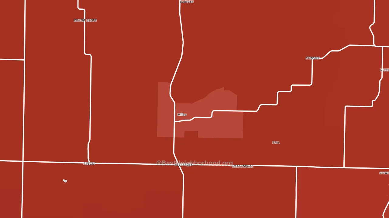 Miller, MO block-group political-lean map