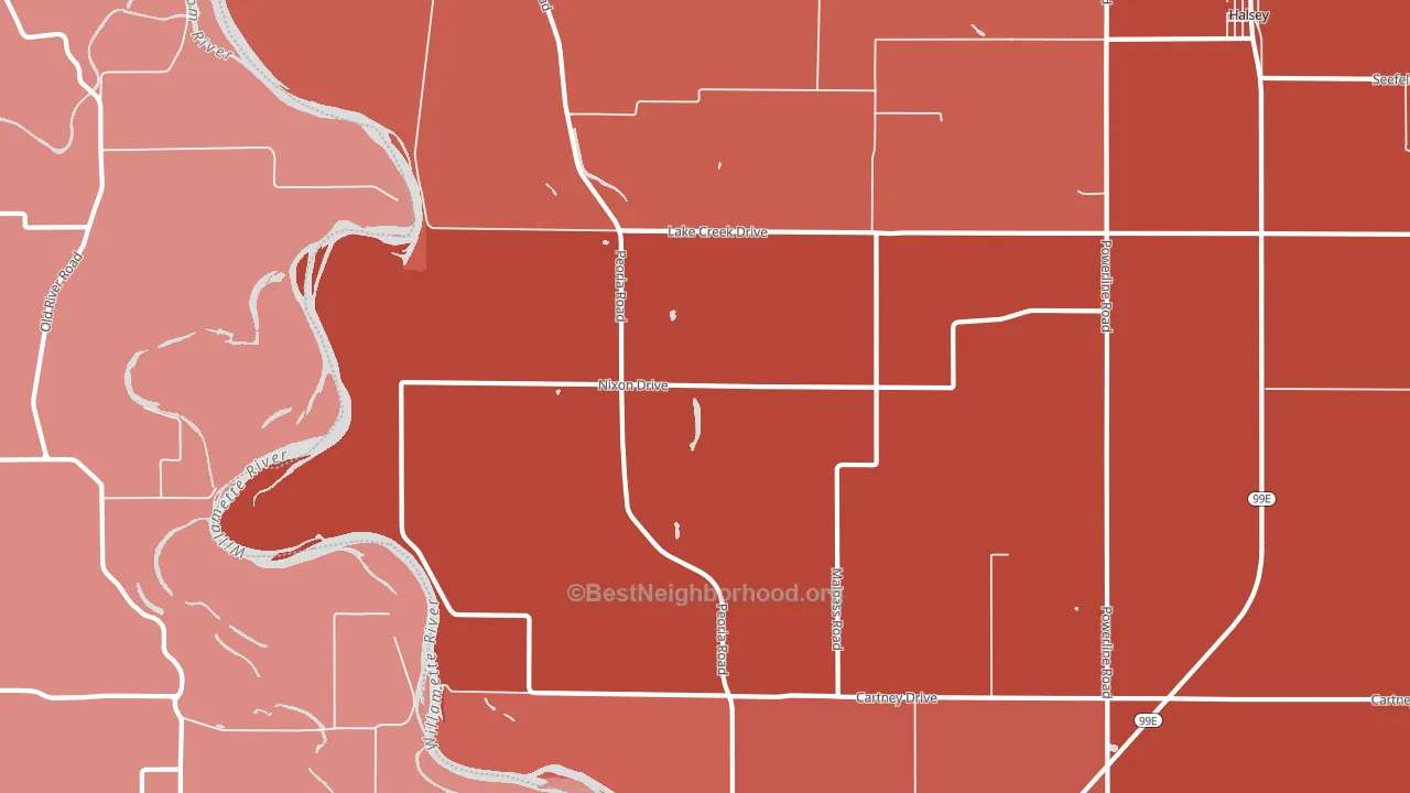 Miller, OR block-group political-lean map