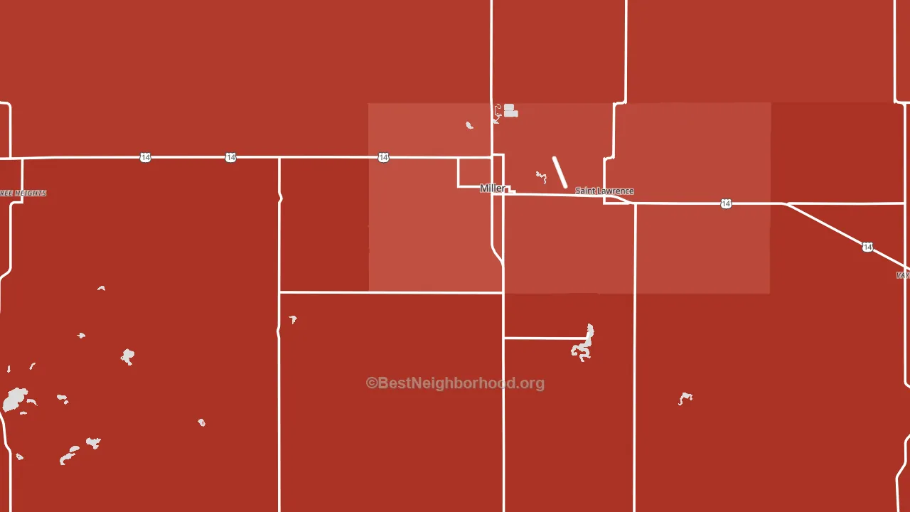 Miller, SD block-group political-lean map
