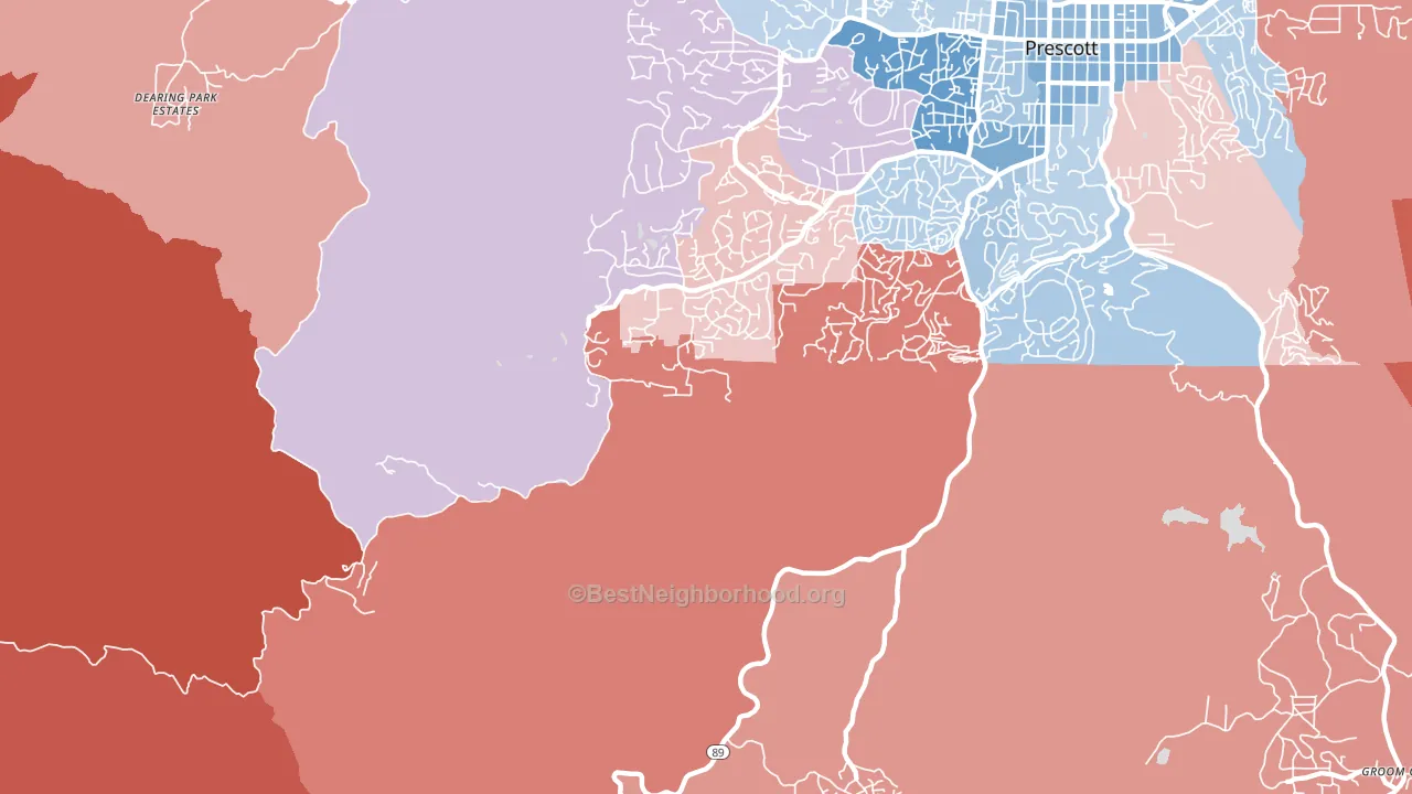 Miller Valley, AZ block-group political-lean map
