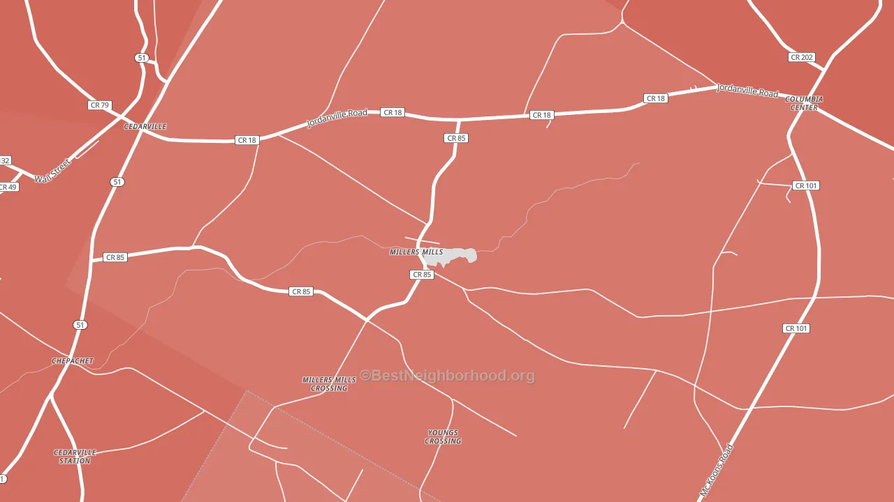 Millers Mills, NY block-group political-lean map