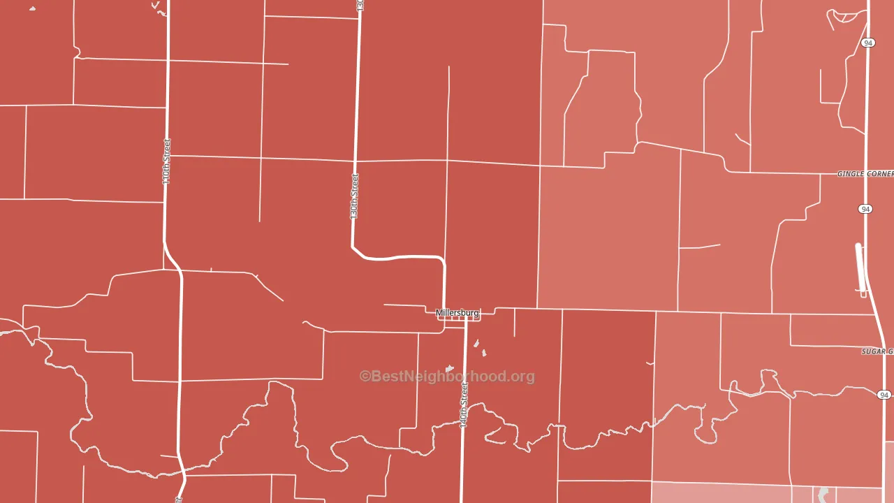 Millersburg, IL block-group political-lean map