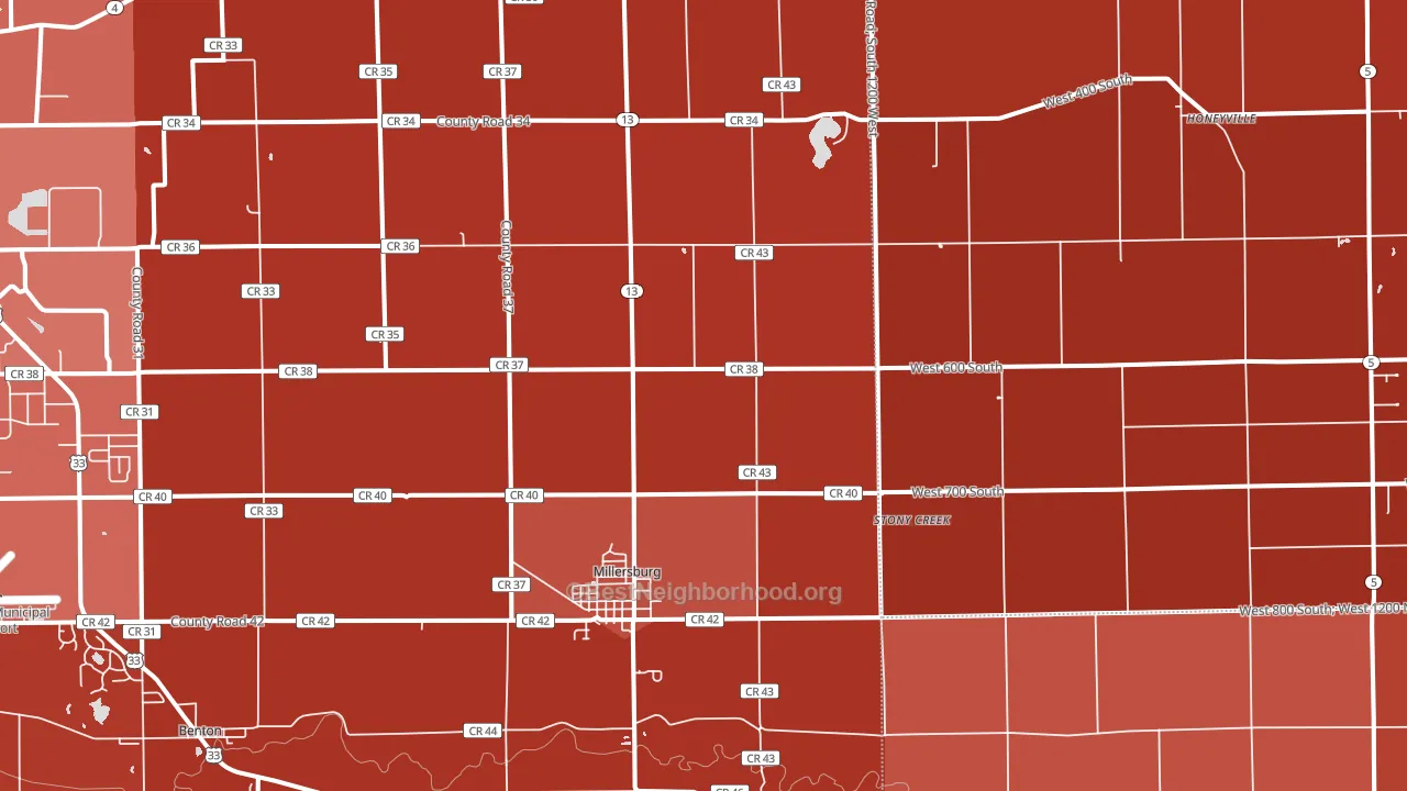 Millersburg, IN block-group political-lean map