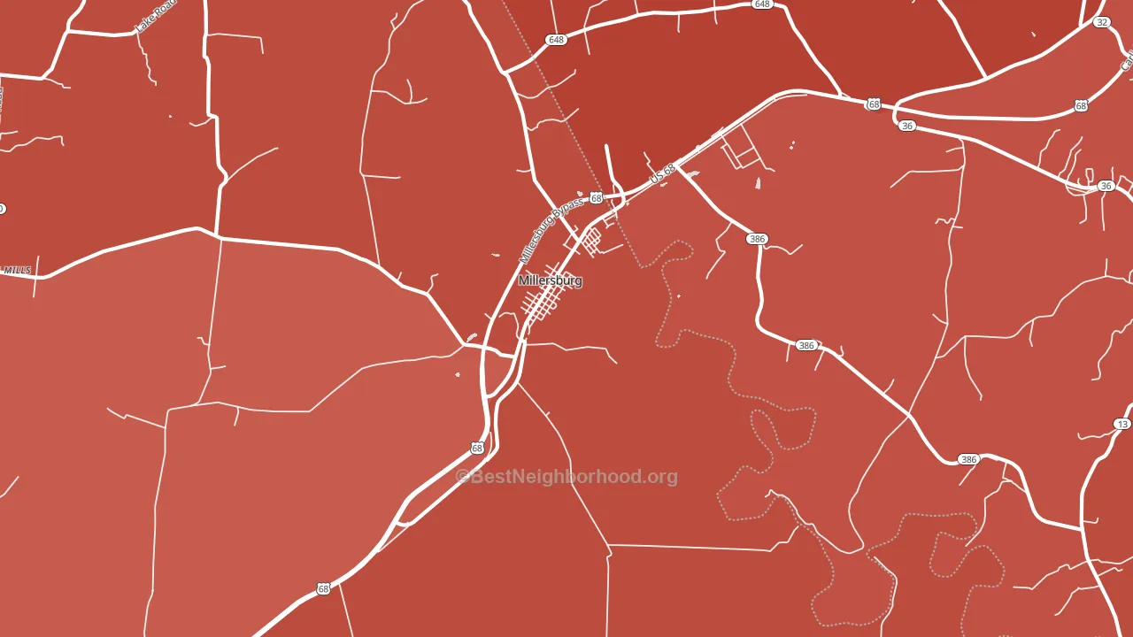 Millersburg, KY block-group political-lean map