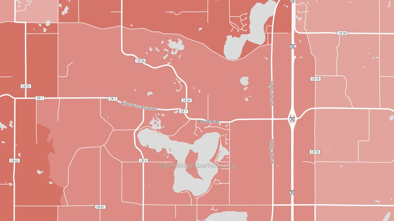 Millersburg, MN block-group political-lean map
