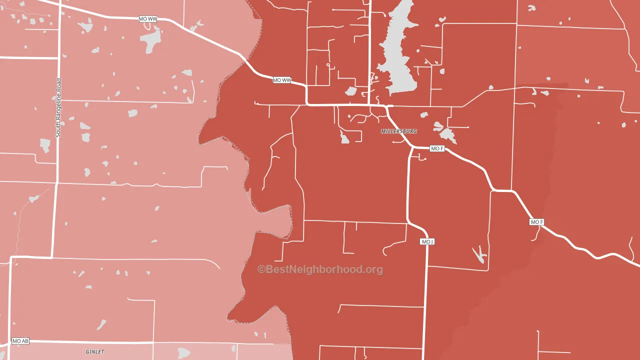 Millersburg, MO block-group political-lean map