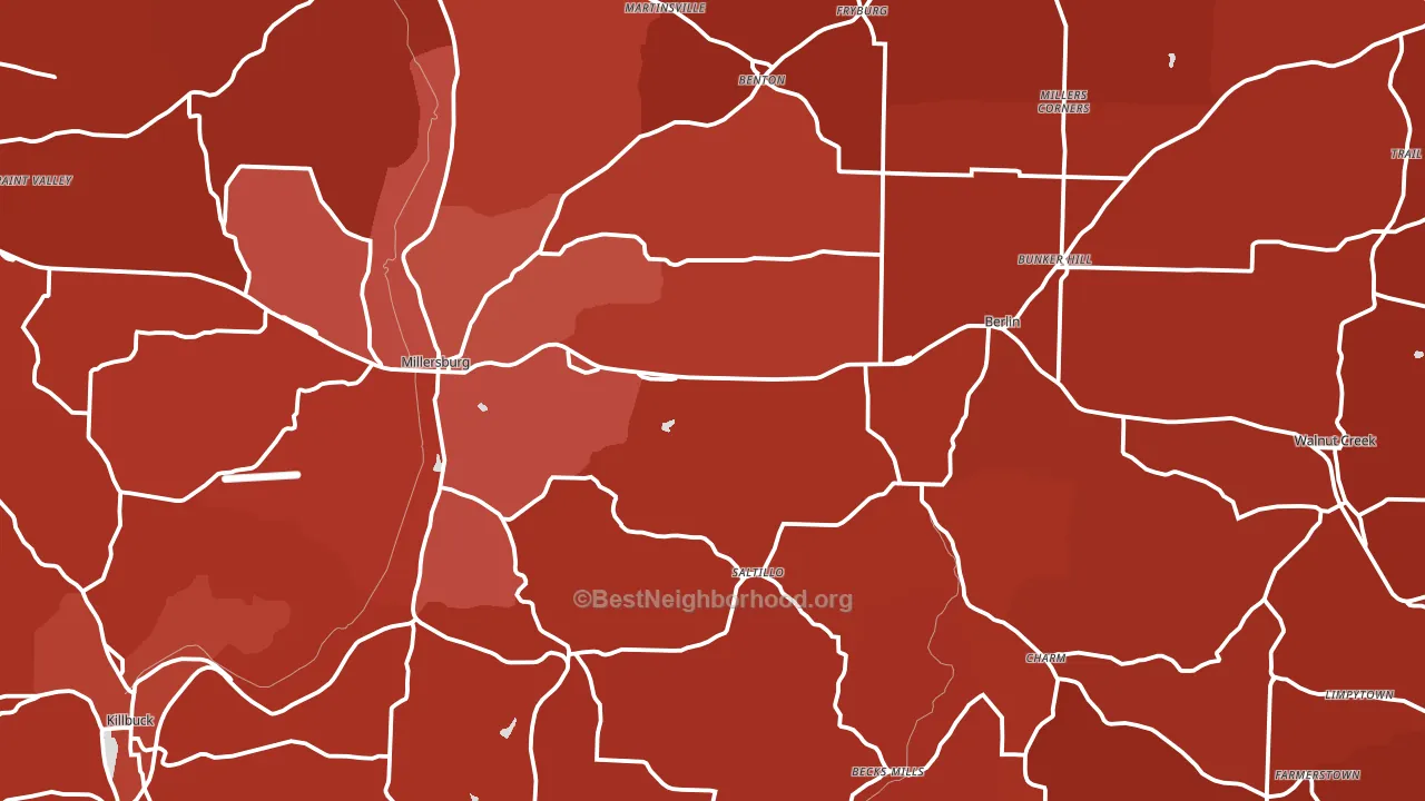 Millersburg, OH block-group political-lean map