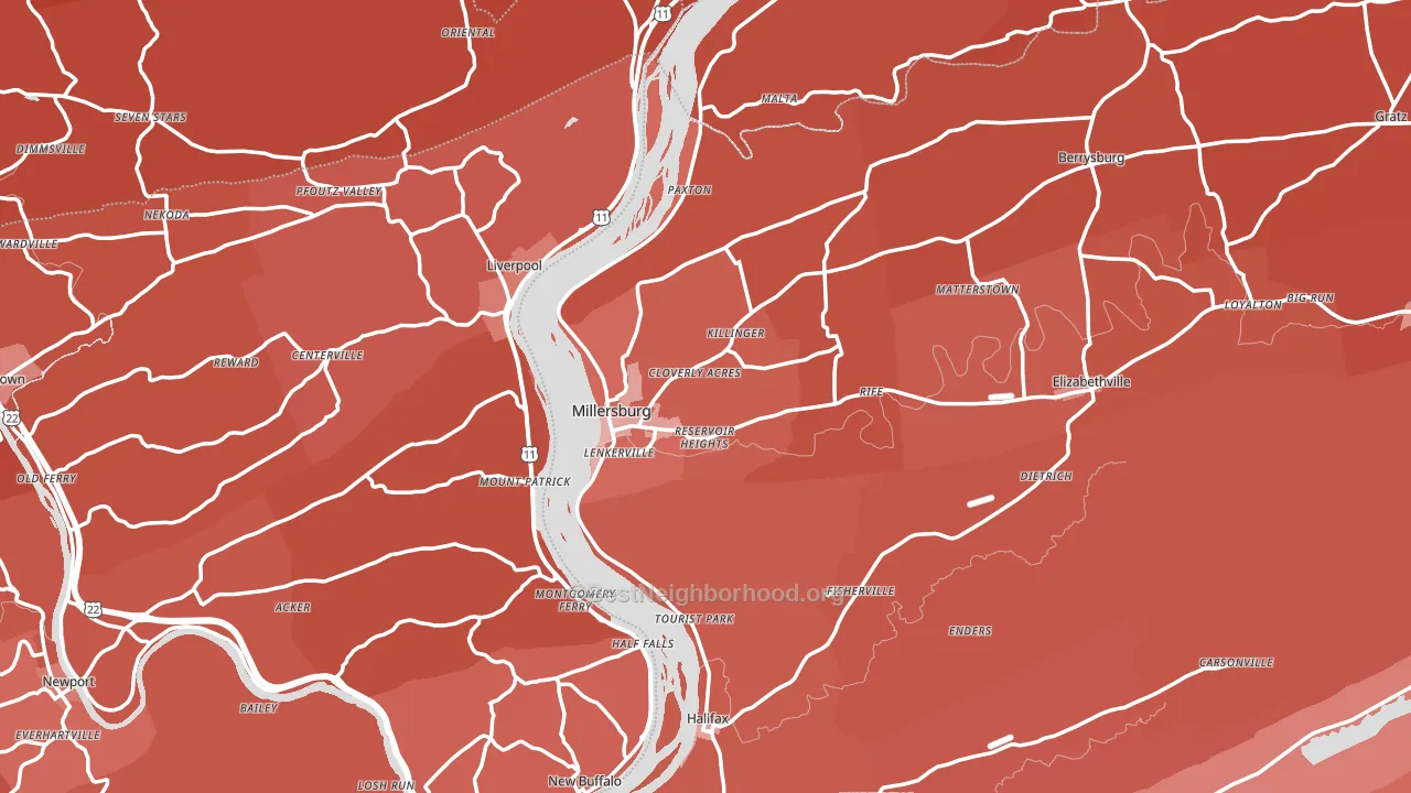 Millersburg, PA block-group political-lean map
